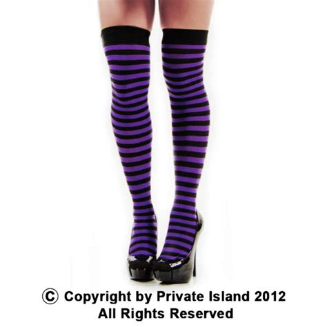 Purple And Black Striped Thigh High 8171