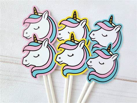 Unicorn Cupcake Toppers Unicorn Party Unicorn Birthday Unicorn Etsy