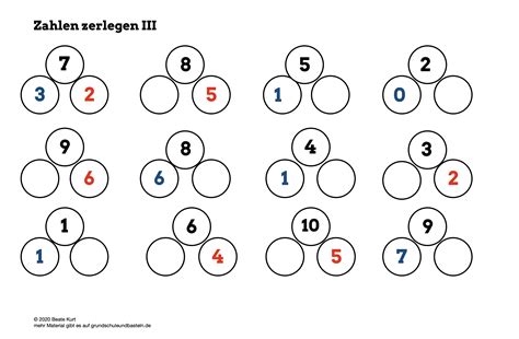 In Klasse 1 Zahlen Zerlegen 3 Grundschule Und Basteln