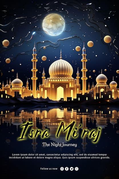 Premium PSD Commemorating Isra Miraj The Stars And Moon Decorate The