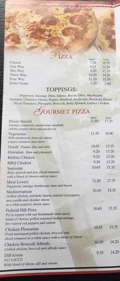 Menu At Plaza Pizza Pizzeria Rehoboth