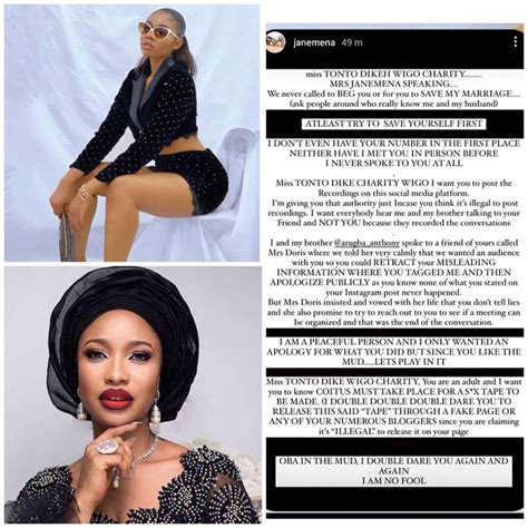 Janemena Gives Tonto Dikeh Go Ahead Begs Her To Release Sex Tape