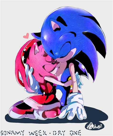 Sonamy Week 2016 Day One Protect By Ziver Chen Amy The Hedgehog Sonic Art Sonic And Shadow