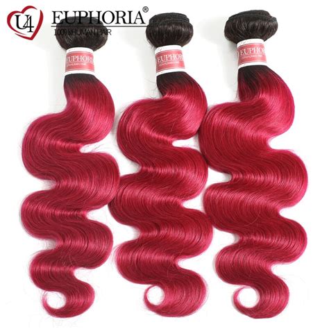 Ombre Burg Red Colored Brazilian Body Wave Human Hair Bundles 1 3 4 Pcs