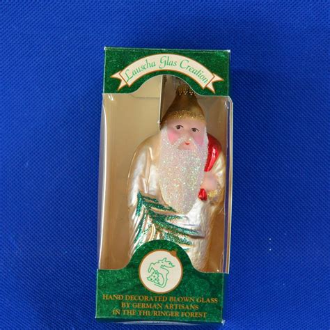 Krebs Lauscha Blown Glass Santa Ornament Hand Decorated Sparkle Glitter