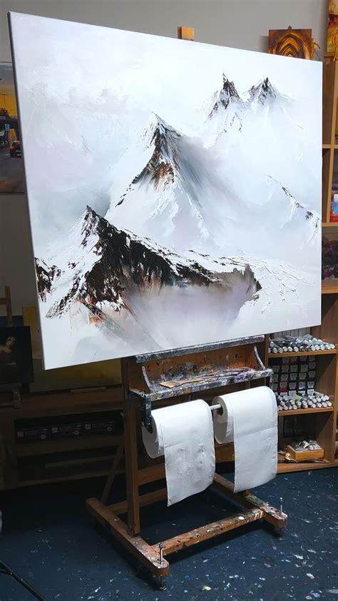 Snowy Mountains | Oil painting | Mountain painting acrylic, Art ...