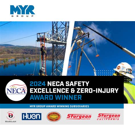 MYR Group Subsidiaries Recognized For NECA 2024 Safety Excellence And