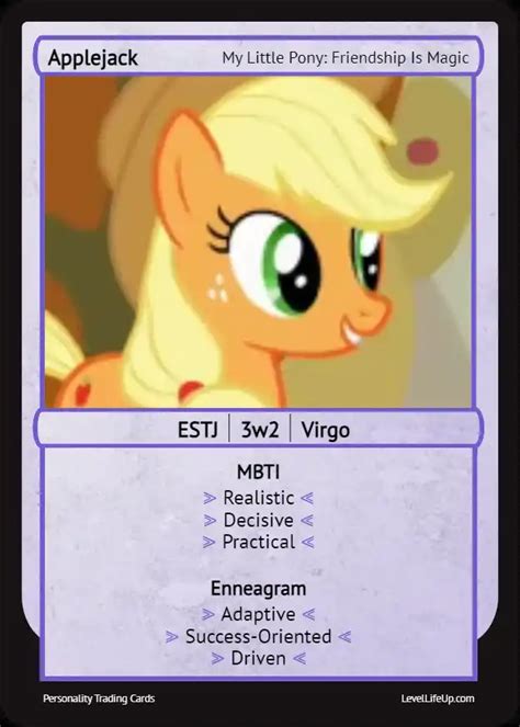 Applejack Enneagram Mbti Personality Type Level Life Up