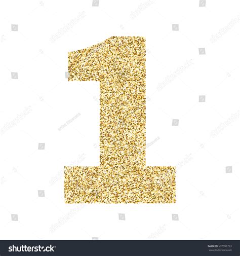 Gold Glitter Alphabet Number 1 Ideal Stock Vector Royalty Free