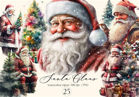 Santa Claus Watercolour Clipart Png Graphic By Hellomyprint