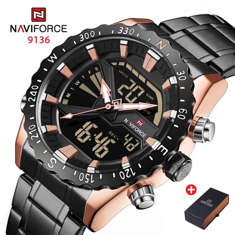 NAVIFORCE NF 9153L Luxury Brand Genuine Leather Men S Watch Black