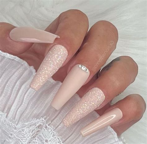 Press on Nails matt glossy Glitzer Ballerina Long Nails Nude Designer nägel Haare