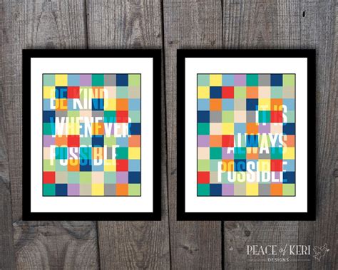 Be Kind Colorful Wall Art by PEACEofKERIDesigns on Etsy