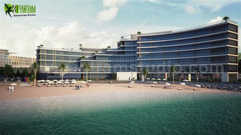 modern  exterior beach side hotel view design  yantram