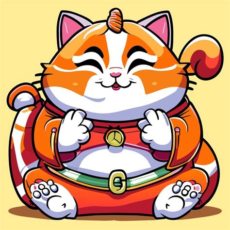 Premium Vector Fat Japanese Cat Maneki Neko Hand Drawn Cartoon