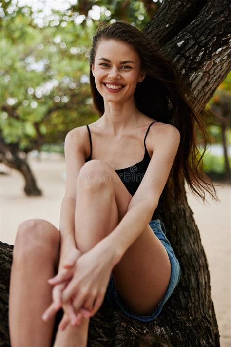 Tree Woman Lifestyle Sky Smiling Nature Vacation Sitting Sea Summer