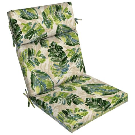 Garden Treasures Palm Leaf And Plaid High Back Patio Chair Cushion