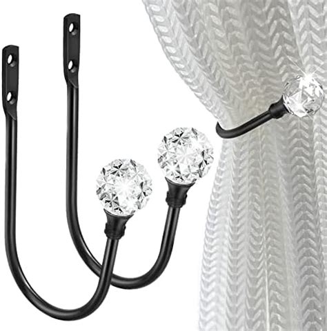 Curtain Holdbacks Black Curtain Tiebacks Hooks Crystal Crown Wall