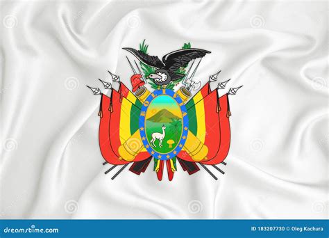 A Developing White Flag With The Coat Of Arms Of Bolivia Country