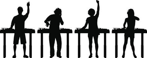 Silhouette DJ Boy With Speakers Vector Download