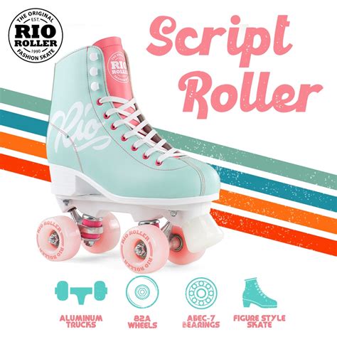 Rio Roller Script Quad Roller Skates RIO275 EU39 5 To EU42 Teal Coral