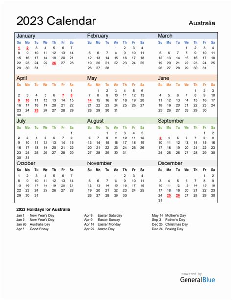 Australia Calendar With Holidays