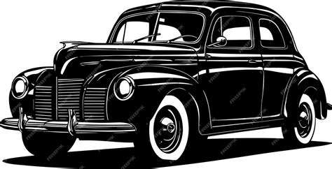 Premium Vector Vintage Retro Classic Car Vector Art Black And White