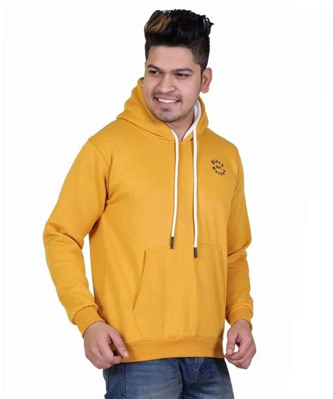 Full Sleeves Yellow Men Fleece Hoodie Size Large At Rs 235piece In