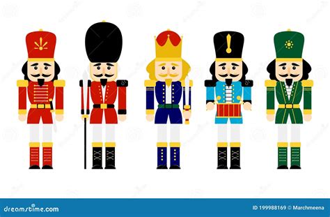 Vector Illustration Collection Set Christmas Nutcracker Toy Soldier