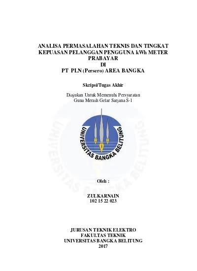 Analisa Permasalahan Teknis Dan Tingkat Kepuasan Pelanggan Pengguna Kwh