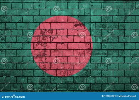 Bangladesh Flag Is Painted Onto An Old Brick Wall Stock Image Image