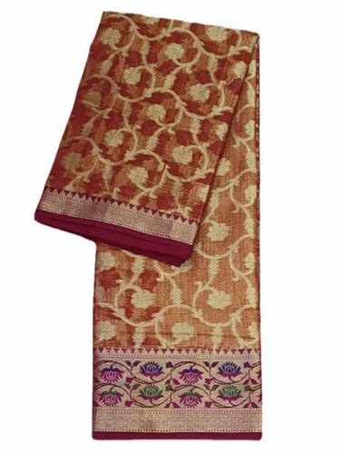 Burnt Orange Base Weaving Munga Kota Cotton Saree M At Rs