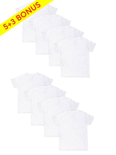 Hanes - Hanes Boys Undershirts, 5 + 3 Bonus Pack Tagless EcoSmart White ...