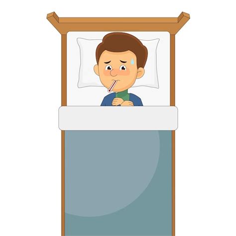 Premium Vector Sick Person On Bed With Blanket Treatment