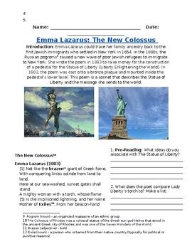 The New Colossus by Emma Lazarus Poem Analysis and Article Connection