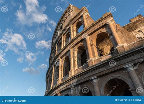 Famous Italian Landmark Colosseum In Rome At Sunset Stock Image