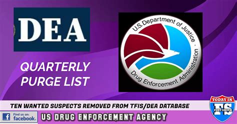 DEA Most Wanted Fugitive Quarterly Purge List