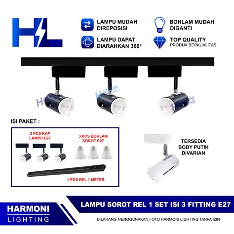 Jual Paket Lampu Sorot Plafon Rel Set Isi Track Light Rell Led