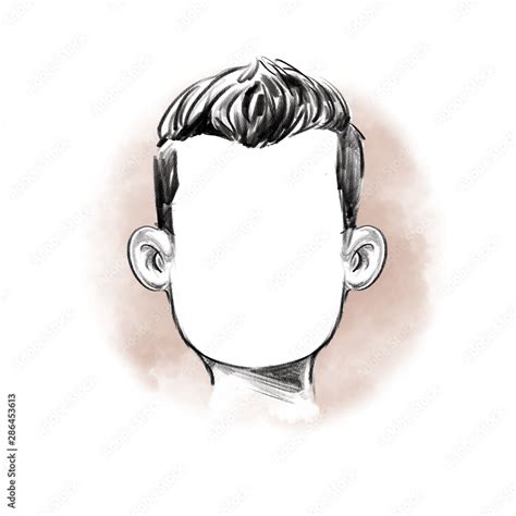 boy face black and white drawing. Without eyes, mouth, nose and eyebrows Stock Illustration ...