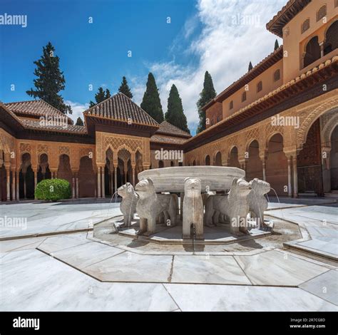 Court Of The Lions Patio De Los Leones With Fountain At Nasrid