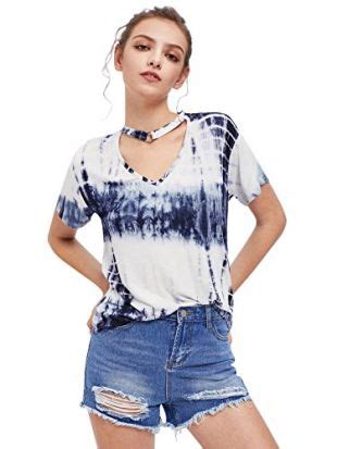 Sweatyrocks Sweatyrocks Women S Short Sleeve Choker Neck Tie Dye T