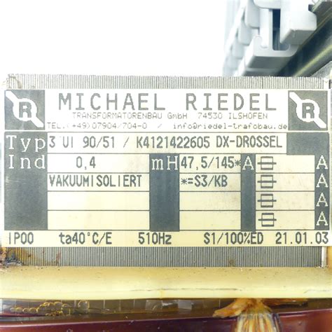 Maschinenteil Michael Riedel Transformatorenbau Dx Drossel Online