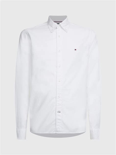 Core Flex Poplin Shirt Natural Tommy Hilfiger Singapore