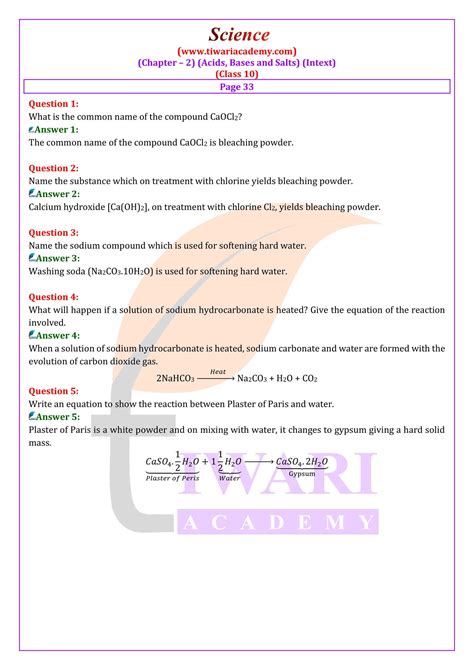 Ncert Solutions For Class 10 Science Chapter 2 Acids Bases And Salts