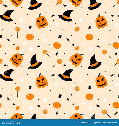 Halloween Pattern In Seamless Style Stock Vector Illustration Of