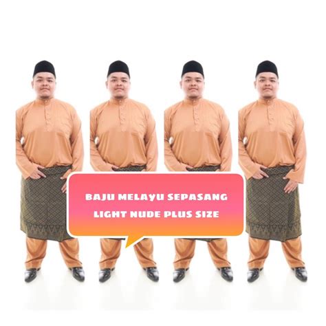 Baju Melayu Sepasang Light Nude Plus Size Shopee Malaysia
