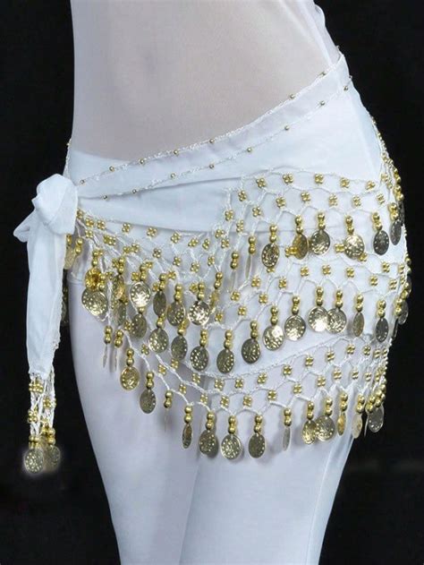 Belly Dance Hip Scarf With 98 Coins Dance Three Layers Gold Coin Belt