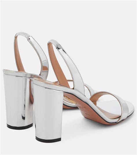 So Nude 85 Metallic Leather Sandals In Silver Aquazzura Mytheresa