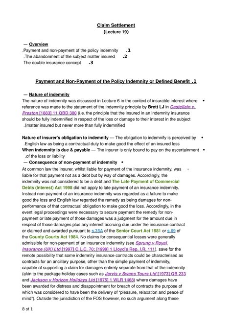 L19 Claim Settlement Lecture Notes 19 Claim Settlement Lecture 19