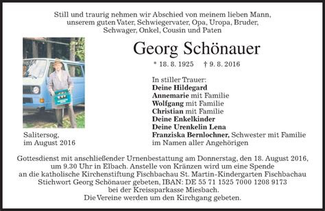 Traueranzeigen von Georg Schönauer trauer merkur de